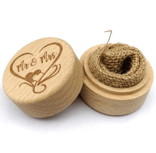 Wooden Wedding Engagement Ring Box-Mr And Mrs 2