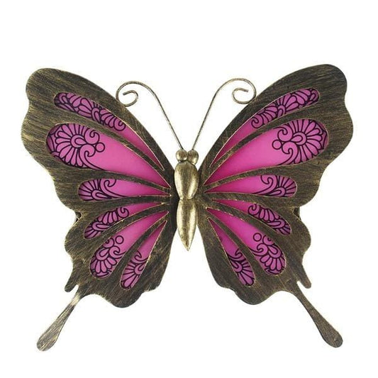 Metal Pink & Blue Vintage Butterfly Wall Art