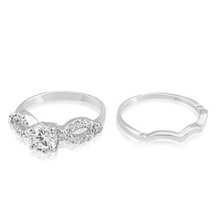 Zirconia Engagement Band Ring Set