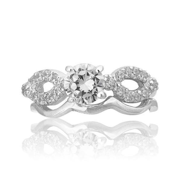 Zirconia Engagement Band Ring Set