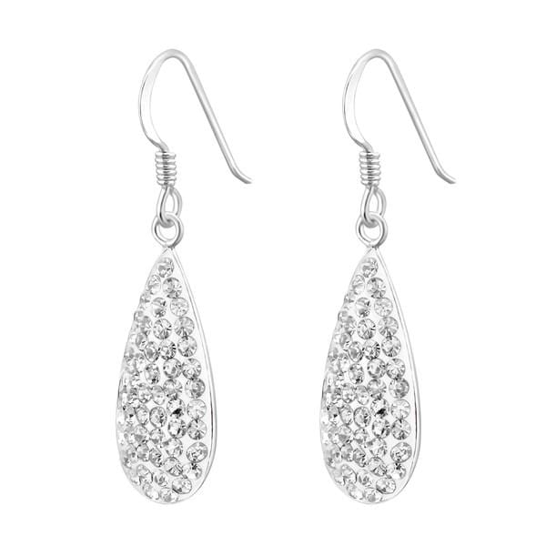 Silver Drop Crystal Earrings