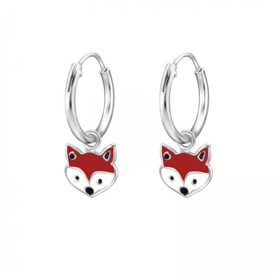 Silver Fox Hanging  Hoop Earrings for Girls