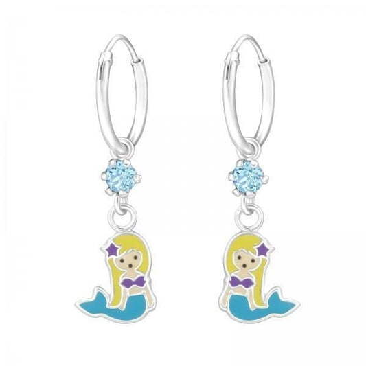 Kids Swarovski Crystals Mermaid Habging Ear Hoop