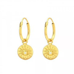 Gold  Evil Eye Hoop Earrings