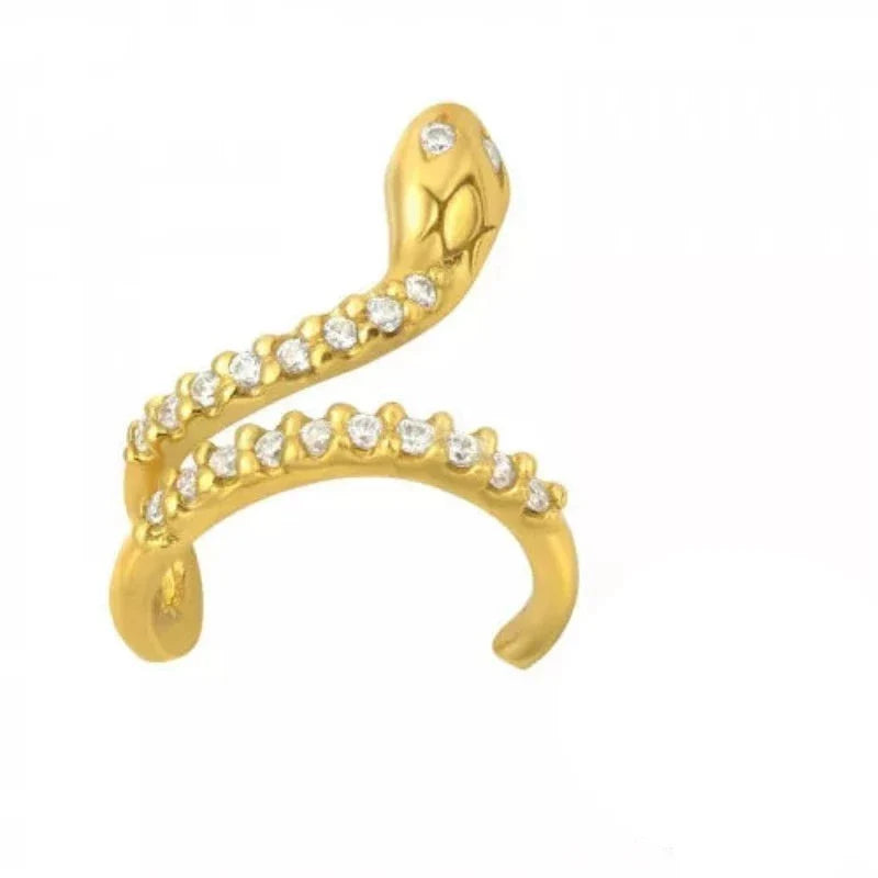 Gold Snake Ear Cuff with Cubic Zirconia