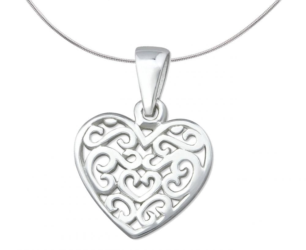 Silver Filigree Heart Pendant