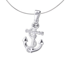 Silver Anchor Pendant with Aqua Bohemica Crystal Stud