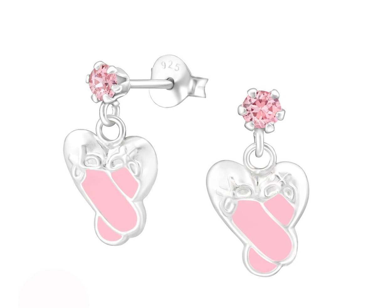 Sterling Silver Kids Ballet Shoes Stud Earrings Made With Swarovski Crystal