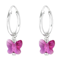 Sterling Silver Butterfly Hoop earring