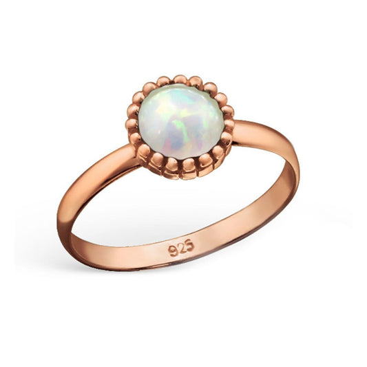 Rose Gold Silver Round Opal Midi Ring