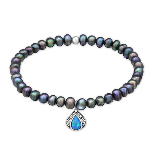 Freshwater Pearl Bracelet With Opal Pendant