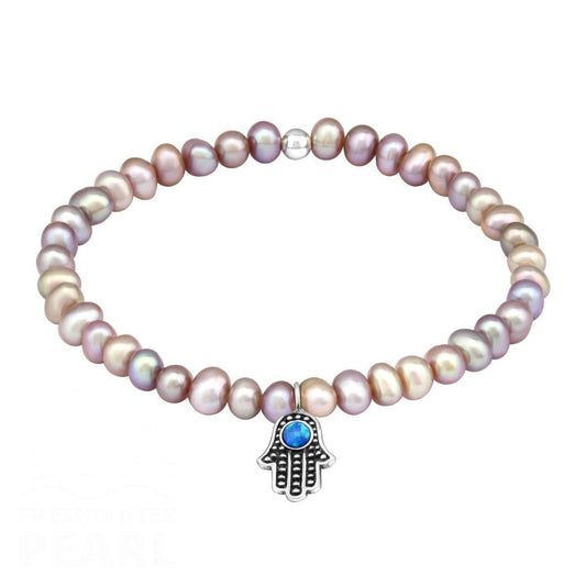 Hamsa Genuine Freshwater Pearl Opal Bracelet