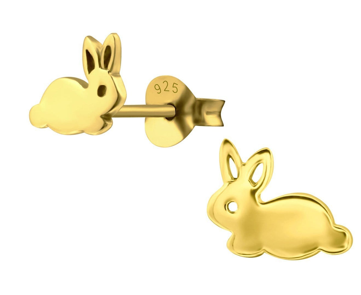 Kids Plain Silver Rabbit Stud Earrings