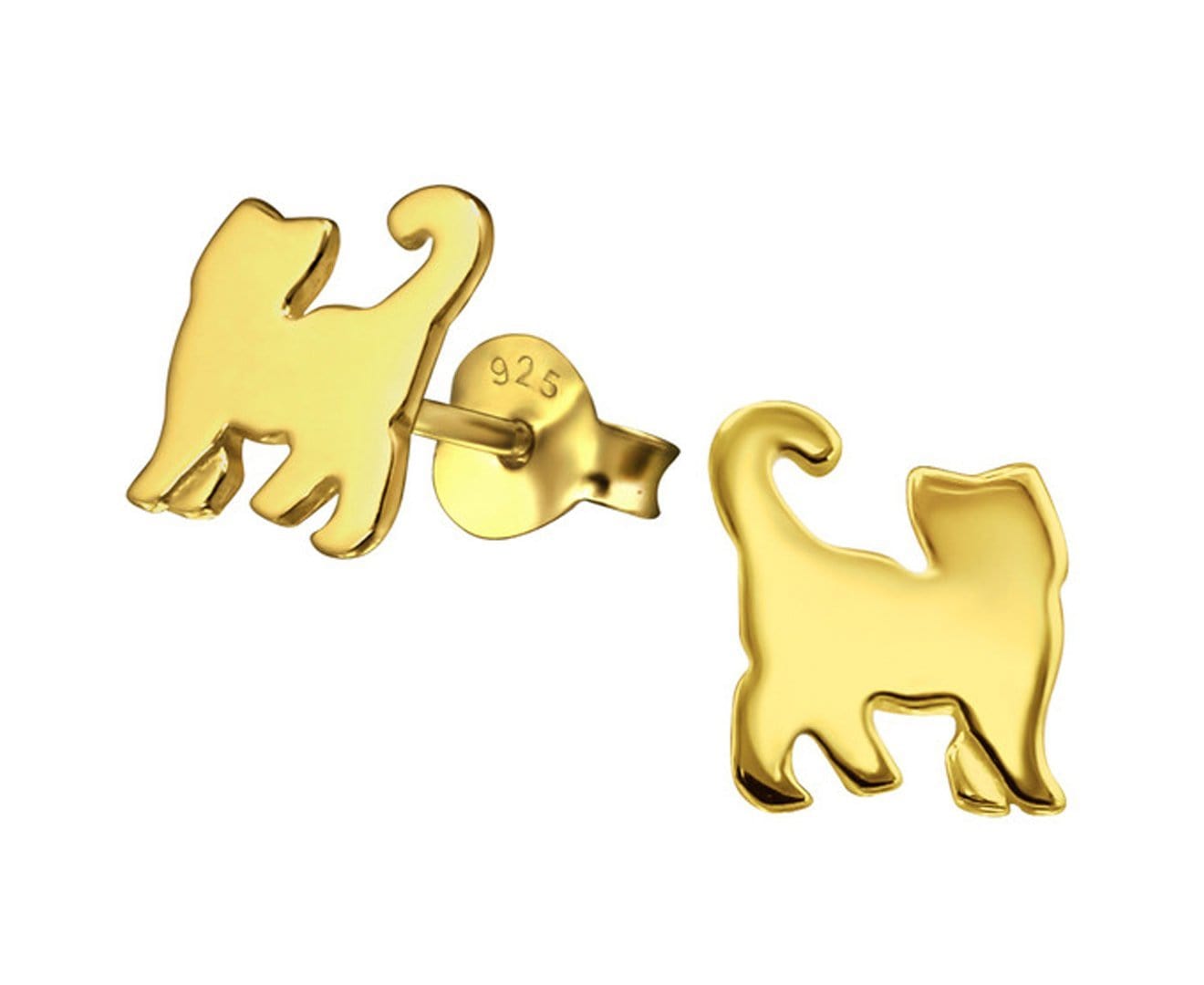 Kids Sterling Silver Plain Cat Stud Earrings