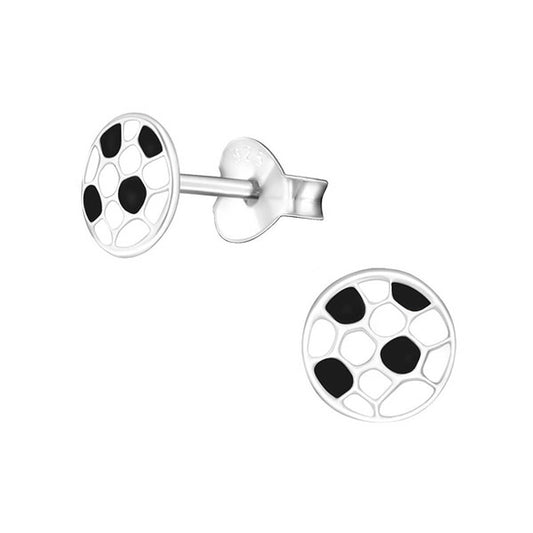 Kids Sterling Silver Football Soccer Stud Earrings