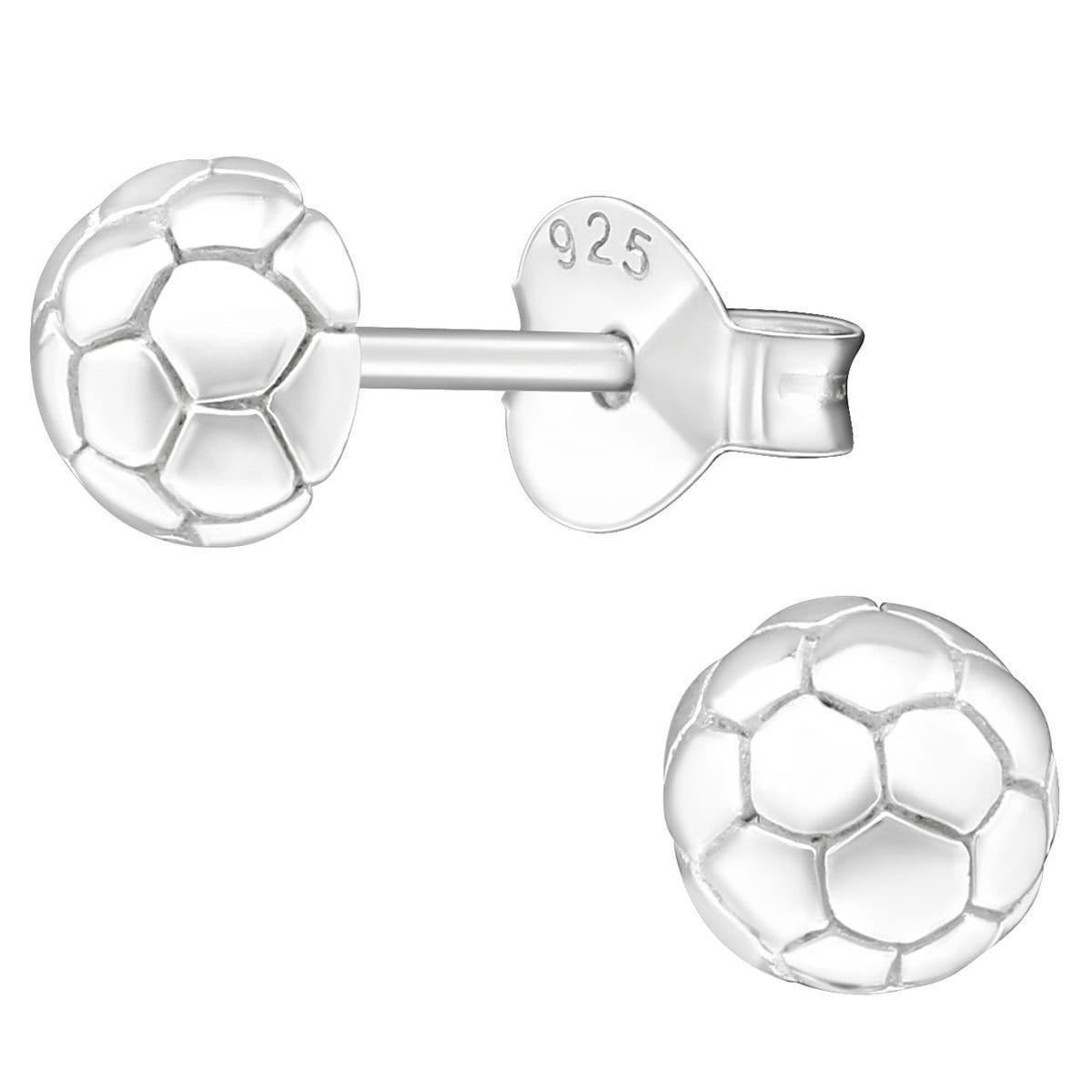 Kids Sterling Silver Football Stud Earrings