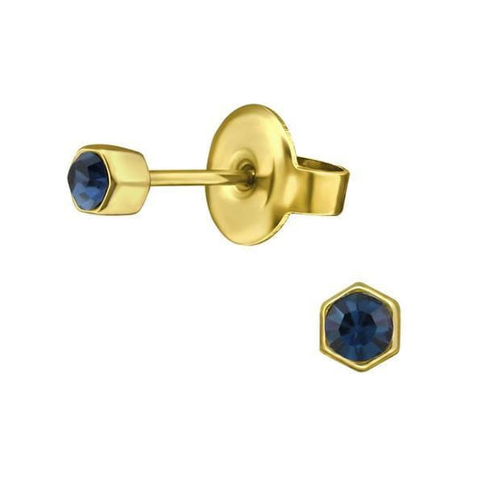 Steel Gold Hexagonstud Earring