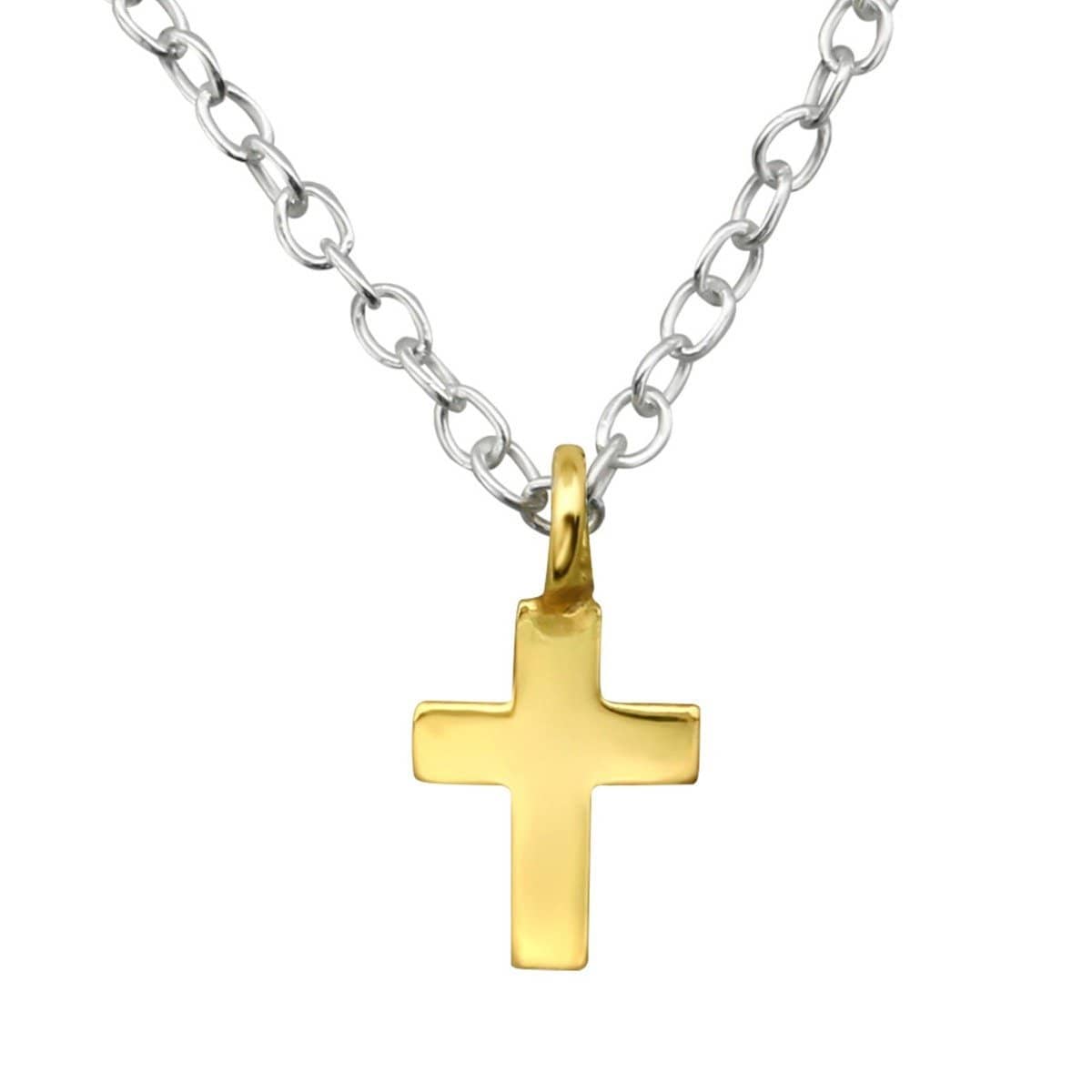 Gold Plated Sterling Silver Cross Necklace