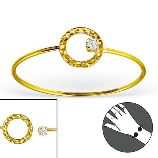 14 K Gold Plated Silver Round Bangle Bracelet