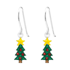 kids Silver Christmas Tree Earrings