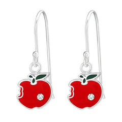 Kids Silver Apple Earrings