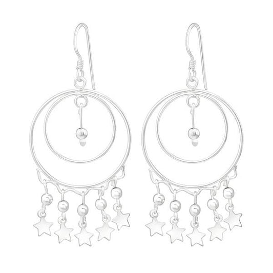 Silver Hanging Star Earrings