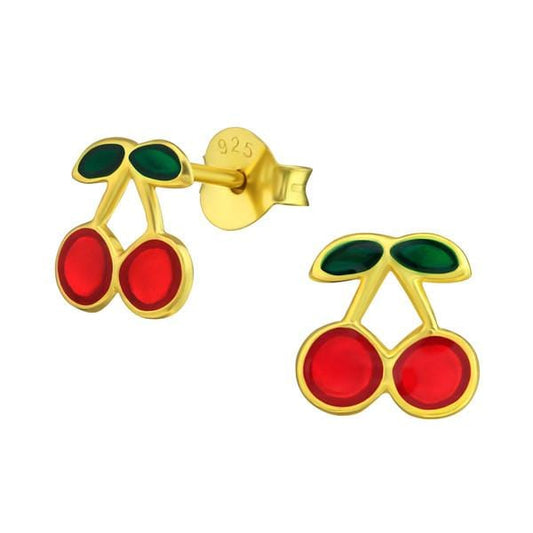 Kids Gold Cherry Stud Earrings