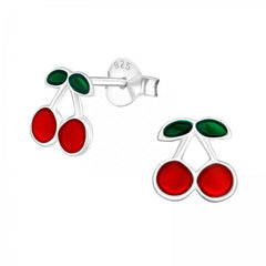 Kids Silver Cherry Stud Earrings