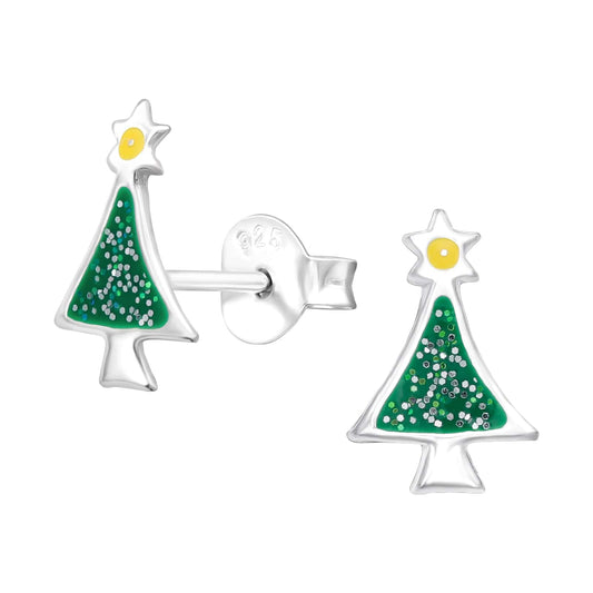 Kids Silver Christmas Tree earrings