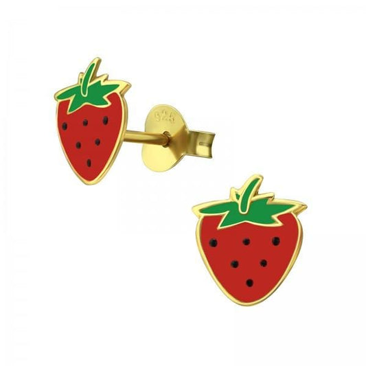 Kids Silver Gold Strawberry  Earrings