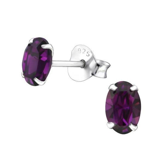 Pink Faceted Swarovski Crystal Amethyst Earring Stud