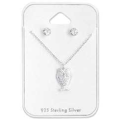 Silver Owl Necklace Set