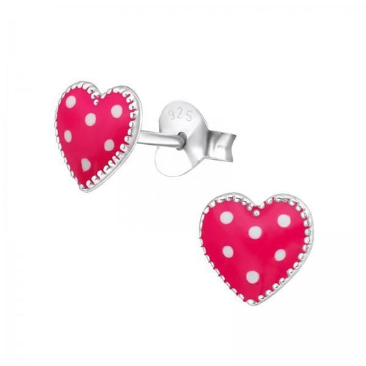 Kids Red Heart Stud Earrings