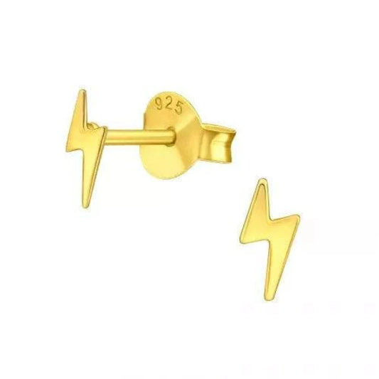 Gold Lightning Bolt Stud Earrings