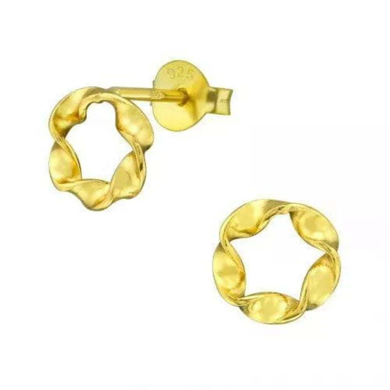 Silver Gold Twisted Stud Earrings