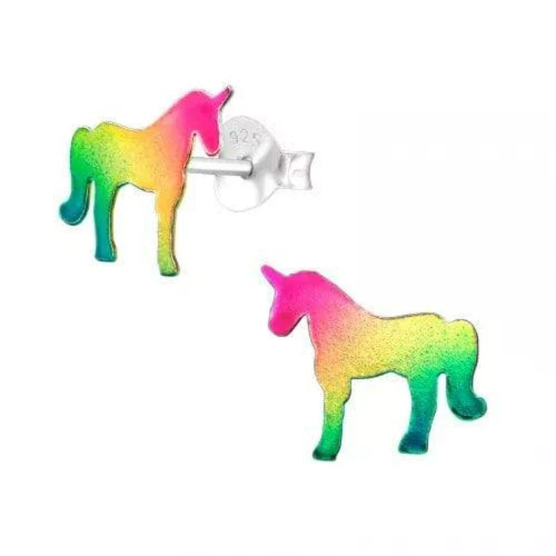 Kids Silver Unicorn Stud Earrings