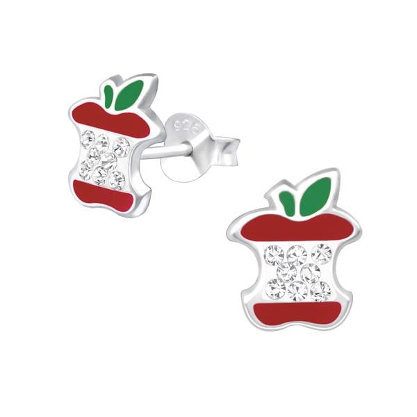 Kids Silver Apple Stud Earrings