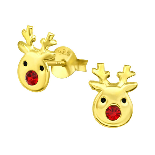 kids Gold Reindeer Stud Earrings