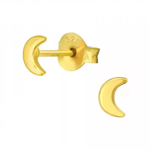 Kids Silver Gold Moon Stud Earrings