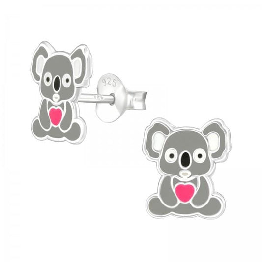 Kids Silver Koala Stud Earrings