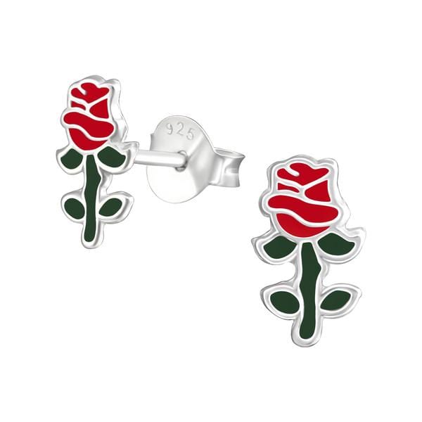 Kids Silver Rose Stud Earrings