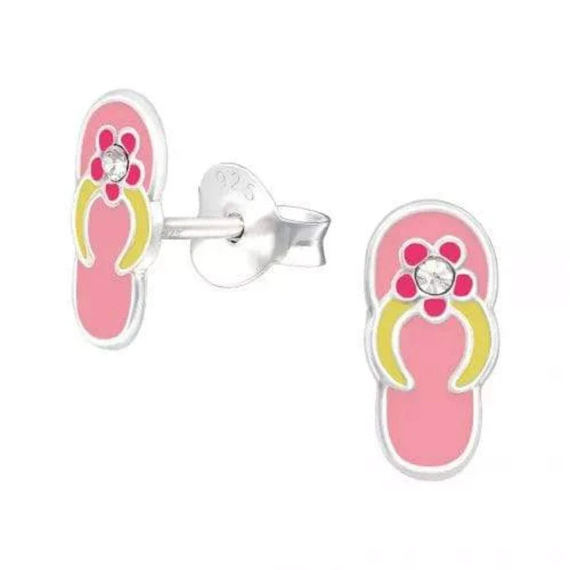 Kids Silver Shoes Stud Earrings