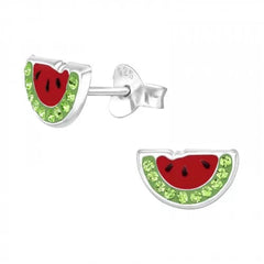 Kids Silver Watermelon Stud Earrings