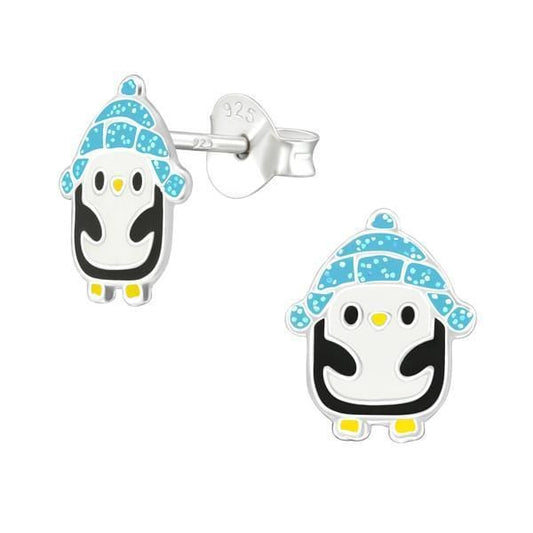 Kids Silver Penguin Stud Earrings