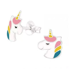 Kids Silver Unicorn Stud Earrings