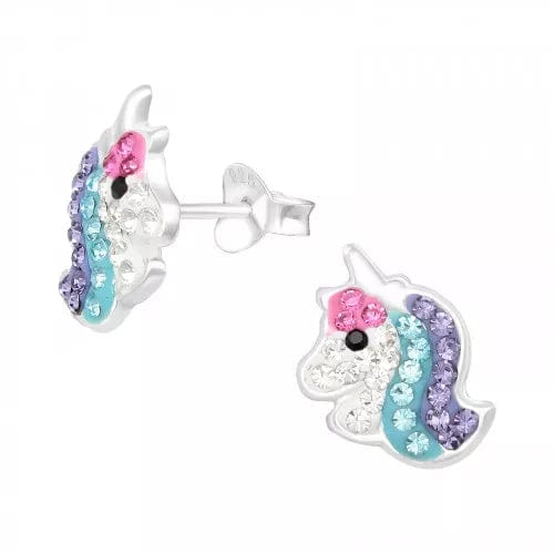 Kids Silver Unicorn Stud Earrings