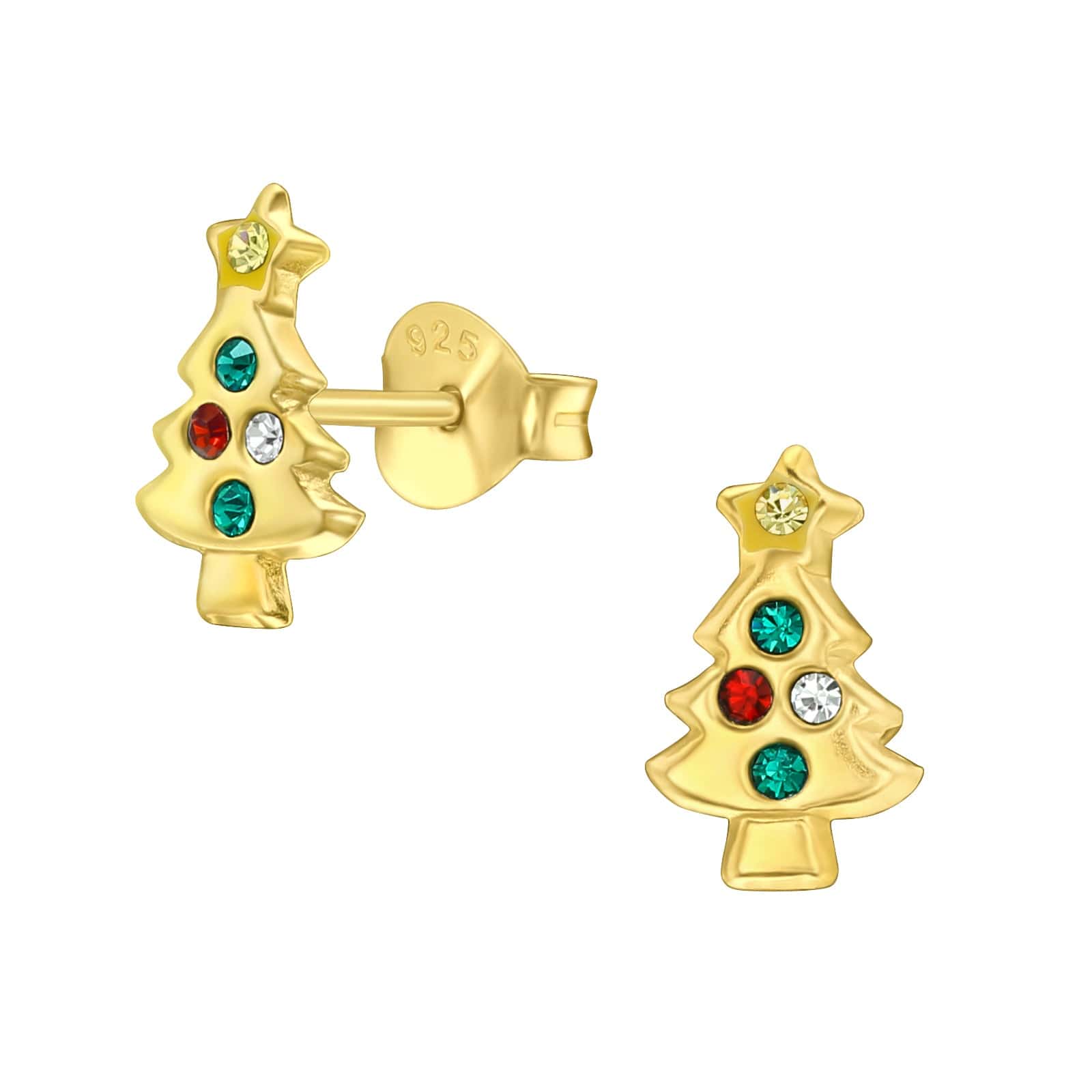 kids 4K Gold Christmas Tree Earrings