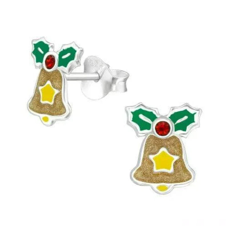 Kids Silver Bell Stud Earrings