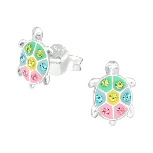 Kids Silver Turtle  Stud Earrings