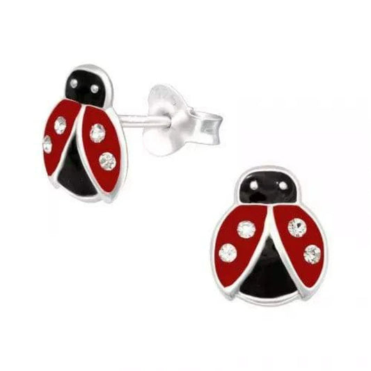 Kids Silver Ladybug Stud Earrings